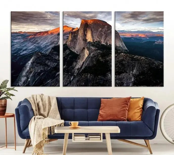 Half Dome Wall Art Print - Yosemite Majestic Triptych Landscape Print – National Park Nature Decor for Living Room or Office – Ready to Hang