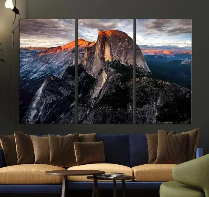 Half Dome Wall Art Print - Yosemite Majestic Triptych Landscape Print – National Park Nature Decor for Living Room or Office – Ready to Hang