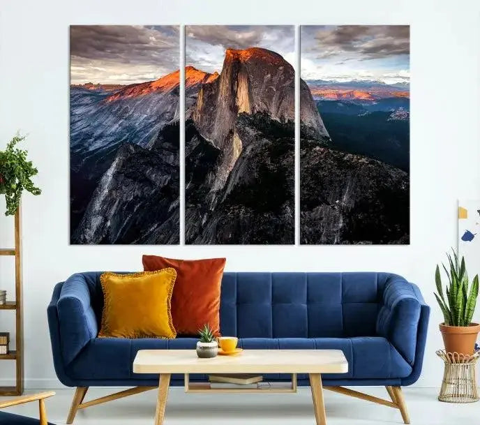 Half Dome Wall Art Print - Yosemite Majestic Triptych Landscape Print – National Park Nature Decor for Living Room or Office – Ready to Hang