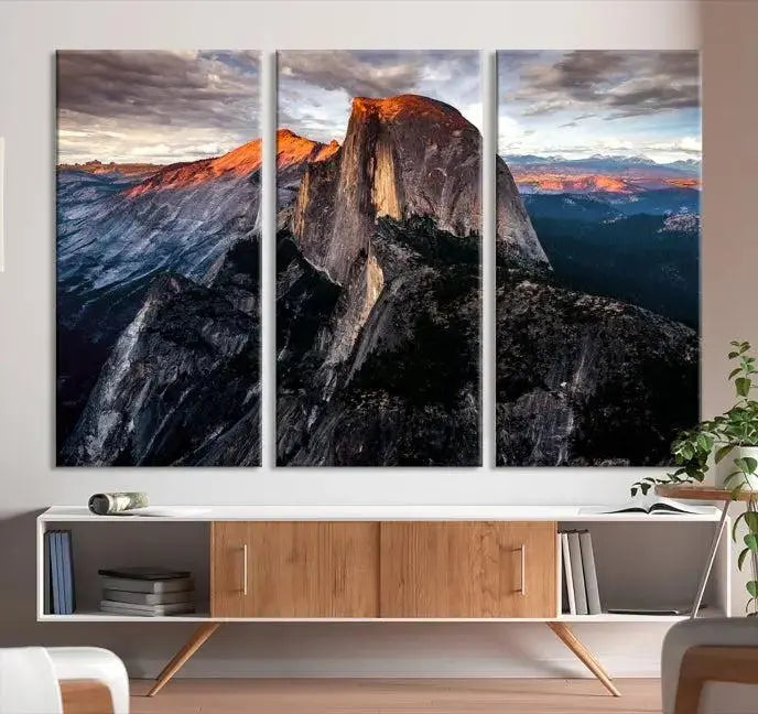 Half Dome Wall Art Print - Yosemite Majestic Triptych Landscape Print – National Park Nature Decor for Living Room or Office – Ready to Hang