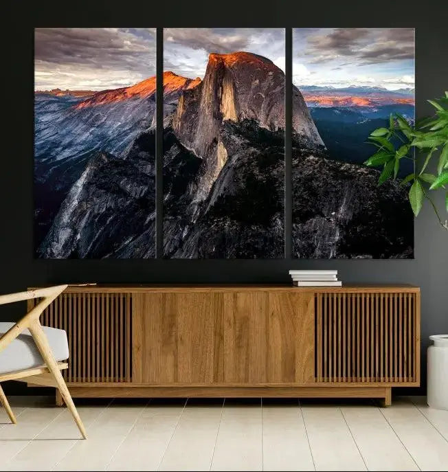 Half Dome Wall Art Print - Yosemite Majestic Triptych Landscape Print – National Park Nature Decor for Living Room or Office – Ready to Hang