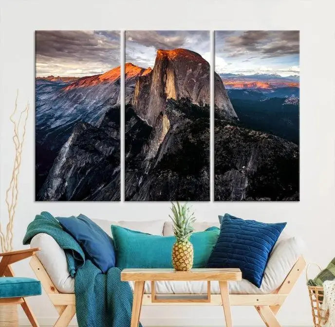 Half Dome Wall Art Print - Yosemite Majestic Triptych Landscape Print – National Park Nature Decor for Living Room or Office – Ready to Hang