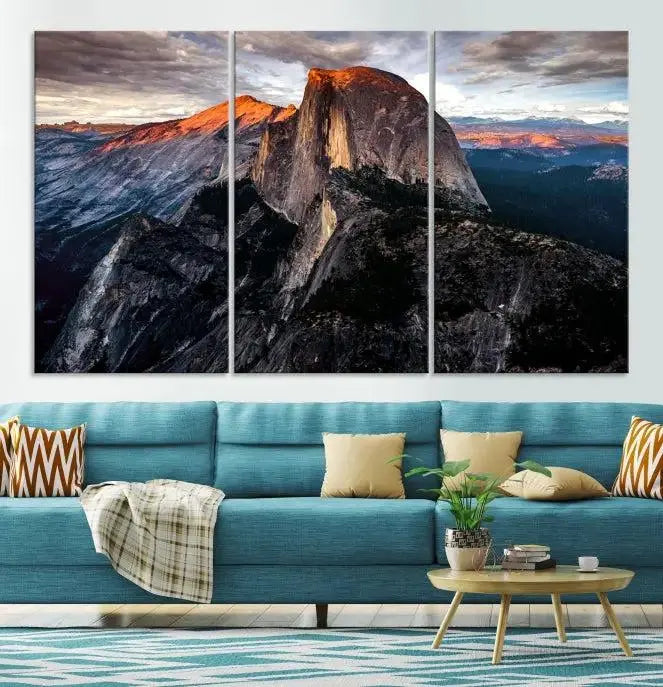 Half Dome Wall Art Print - Yosemite Majestic Triptych Landscape Print – National Park Nature Decor for Living Room or Office – Ready to Hang
