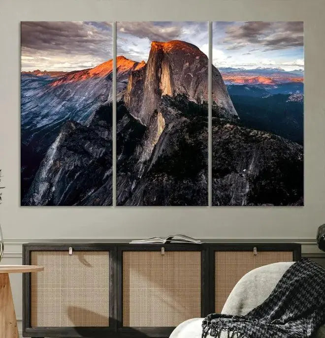Half Dome Wall Art Print - Yosemite Majestic Triptych Landscape Print – National Park Nature Decor for Living Room or Office – Ready to Hang