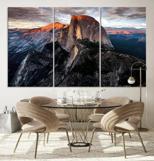 Half Dome Wall Art Print - Yosemite Majestic Triptych Landscape Print – National Park Nature Decor for Living Room or Office – Ready to Hang