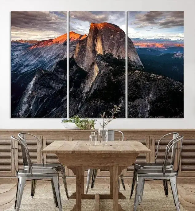 Half Dome Wall Art Print - Yosemite Majestic Triptych Landscape Print – National Park Nature Decor for Living Room or Office – Ready to Hang