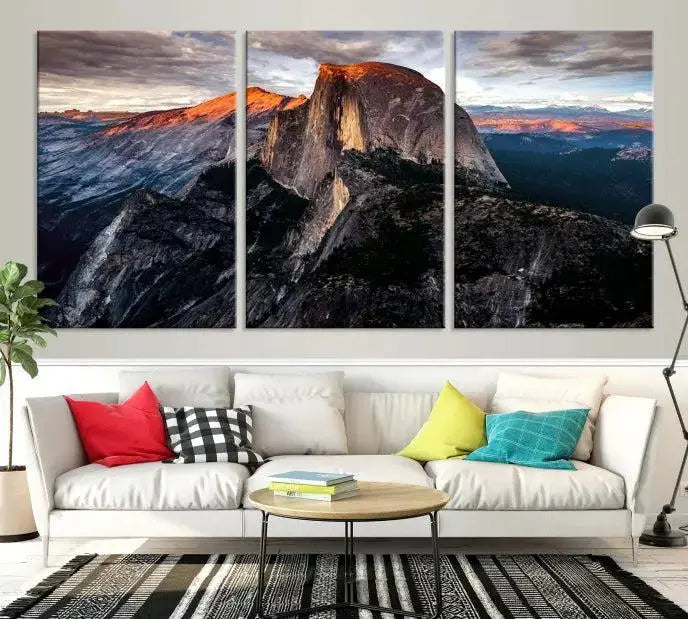 Half Dome Wall Art Print - Yosemite Majestic Triptych Landscape Print – National Park Nature Decor for Living Room or Office – Ready to Hang