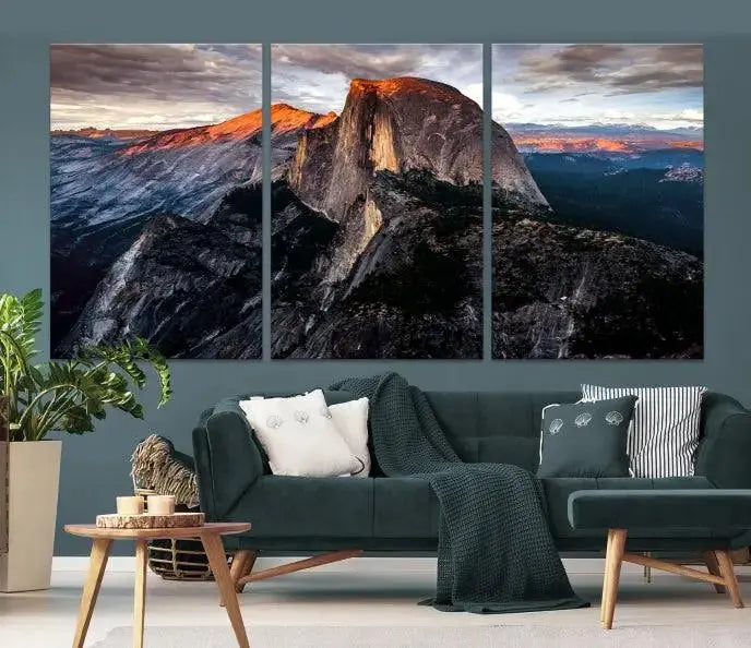 Half Dome Wall Art Print - Yosemite Majestic Triptych Landscape Print – National Park Nature Decor for Living Room or Office – Ready to Hang