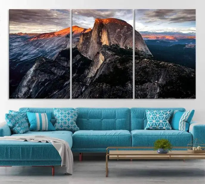 Half Dome Wall Art Print - Yosemite Majestic Triptych Landscape Print – National Park Nature Decor for Living Room or Office – Ready to Hang