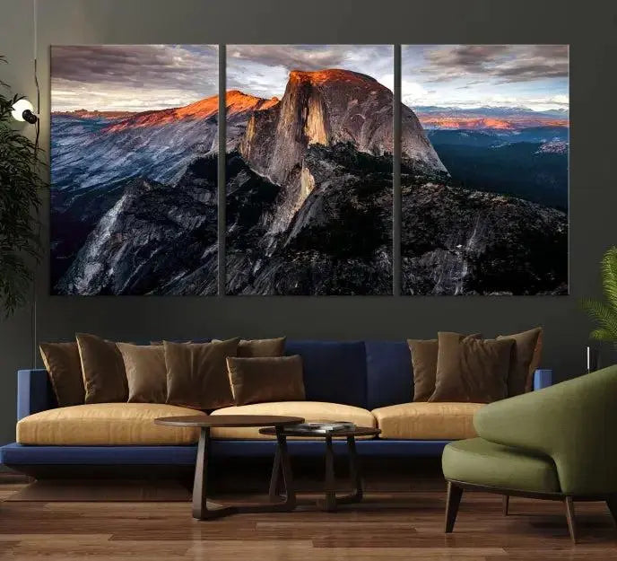 Half Dome Wall Art Print - Yosemite Majestic Triptych Landscape Print – National Park Nature Decor for Living Room or Office – Ready to Hang