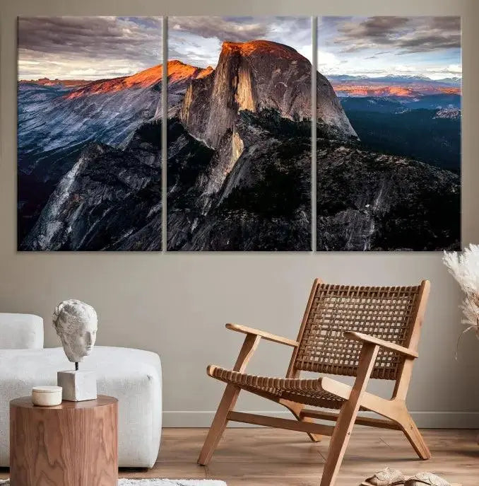 Half Dome Wall Art Print - Yosemite Majestic Triptych Landscape Print – National Park Nature Decor for Living Room or Office – Ready to Hang