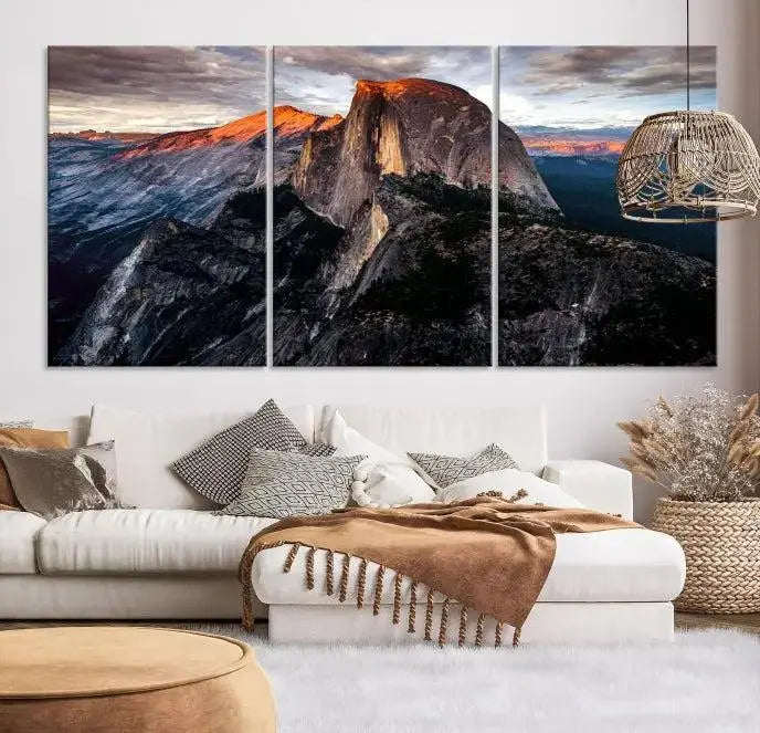 Half Dome Wall Art Print - Yosemite Majestic Triptych Landscape Print – National Park Nature Decor for Living Room or Office – Ready to Hang