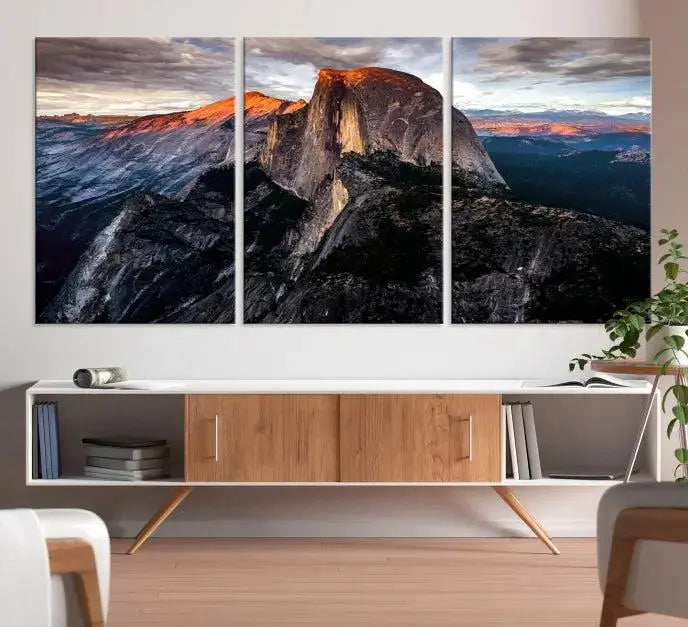 Half Dome Wall Art Print - Yosemite Majestic Triptych Landscape Print – National Park Nature Decor for Living Room or Office – Ready to Hang