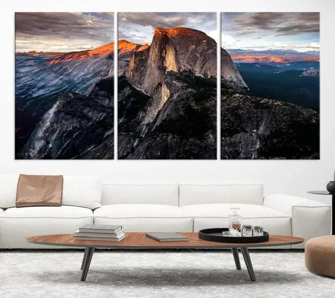 Half Dome Wall Art Print - Yosemite Majestic Triptych Landscape Print – National Park Nature Decor for Living Room or Office – Ready to Hang
