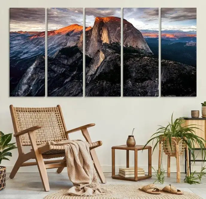 Half Dome Wall Art Print - Yosemite Majestic Triptych Landscape Print – National Park Nature Decor for Living Room or Office – Ready to Hang