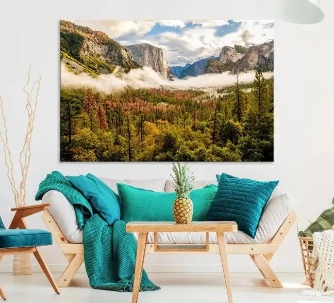 Half Dome Yosemite Canvas Wall Art – Majestic Triptych Landscape Print – National Park Nature Decor for Living Room or Office – Ready to Hang