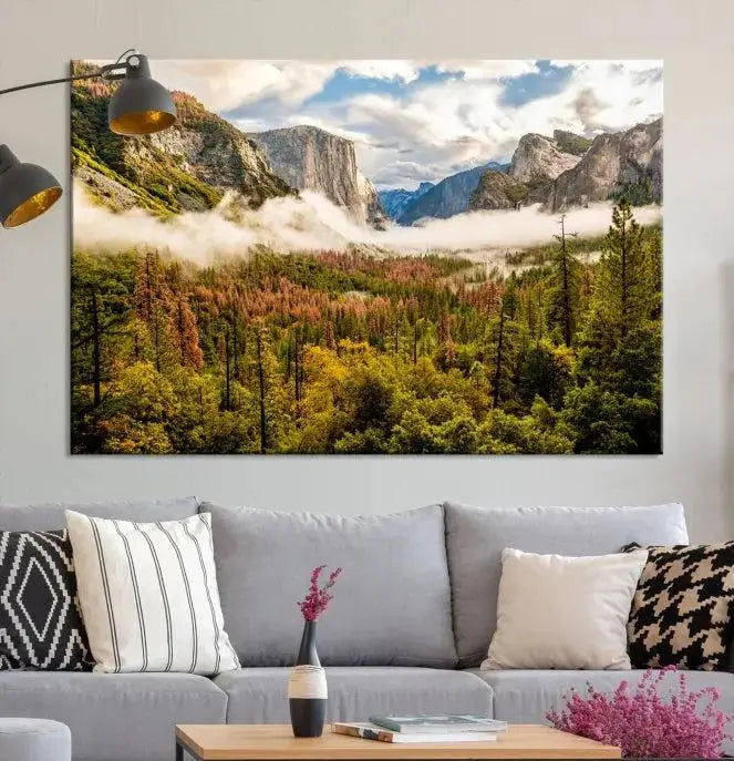 Half Dome Yosemite Canvas Wall Art – Majestic Triptych Landscape Print – National Park Nature Decor for Living Room or Office – Ready to Hang