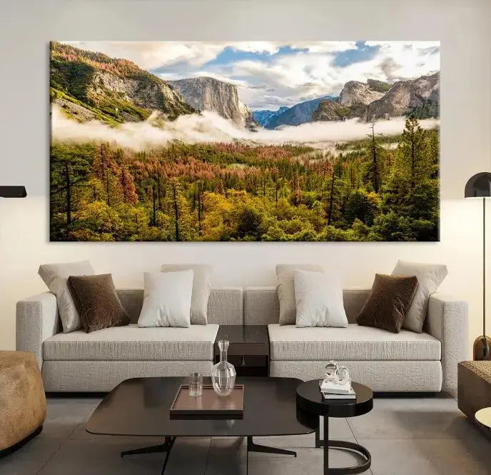 Half Dome Yosemite Canvas Wall Art – Majestic Triptych Landscape Print – National Park Nature Decor for Living Room or Office – Ready to Hang