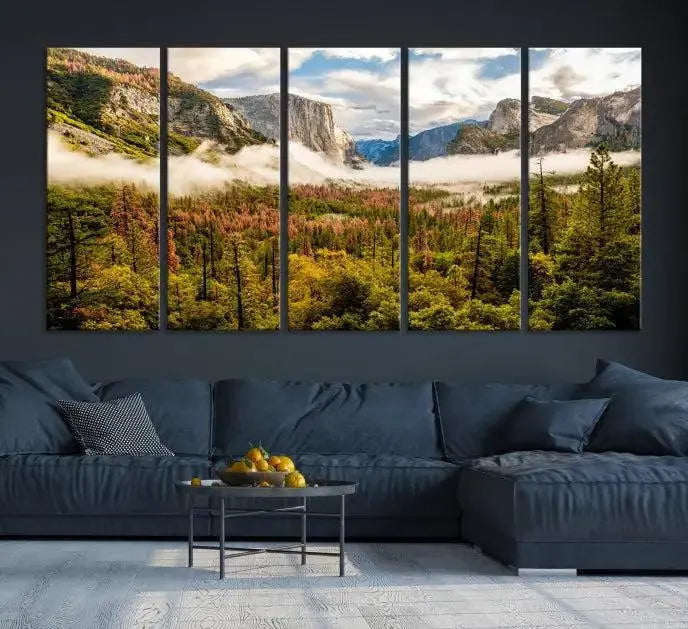 Half Dome Yosemite Canvas Wall Art – Majestic Triptych Landscape Print – National Park Nature Decor for Living Room or Office – Ready to Hang