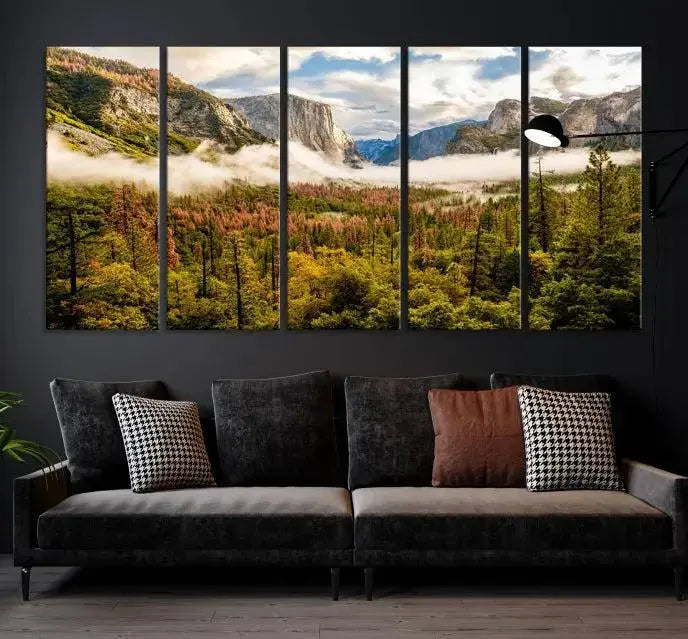 Half Dome Yosemite Canvas Wall Art – Majestic Triptych Landscape Print – National Park Nature Decor for Living Room or Office – Ready to Hang