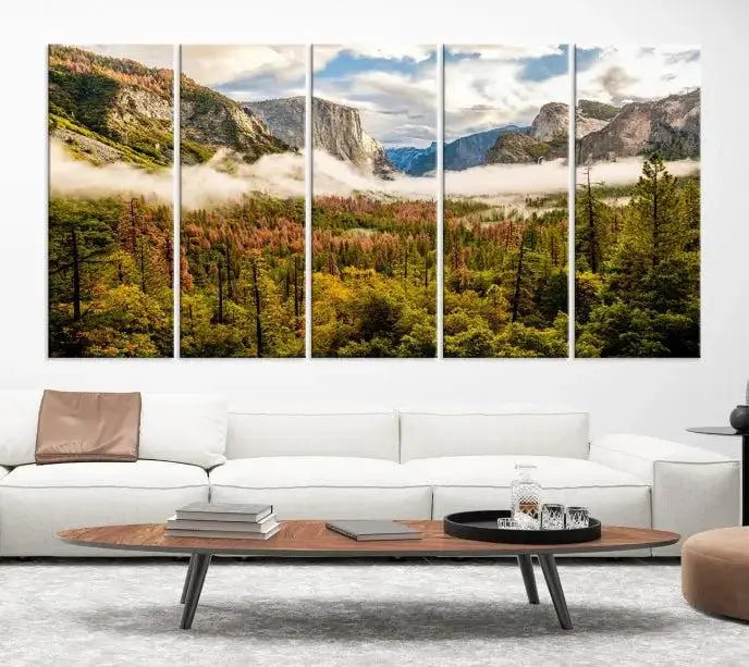 Half Dome Yosemite Canvas Wall Art – Majestic Triptych Landscape Print – National Park Nature Decor for Living Room or Office – Ready to Hang