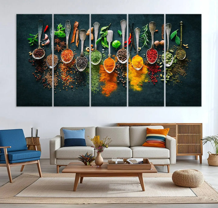 Herbs and Spices Kitchen Wall Art Canvas Print