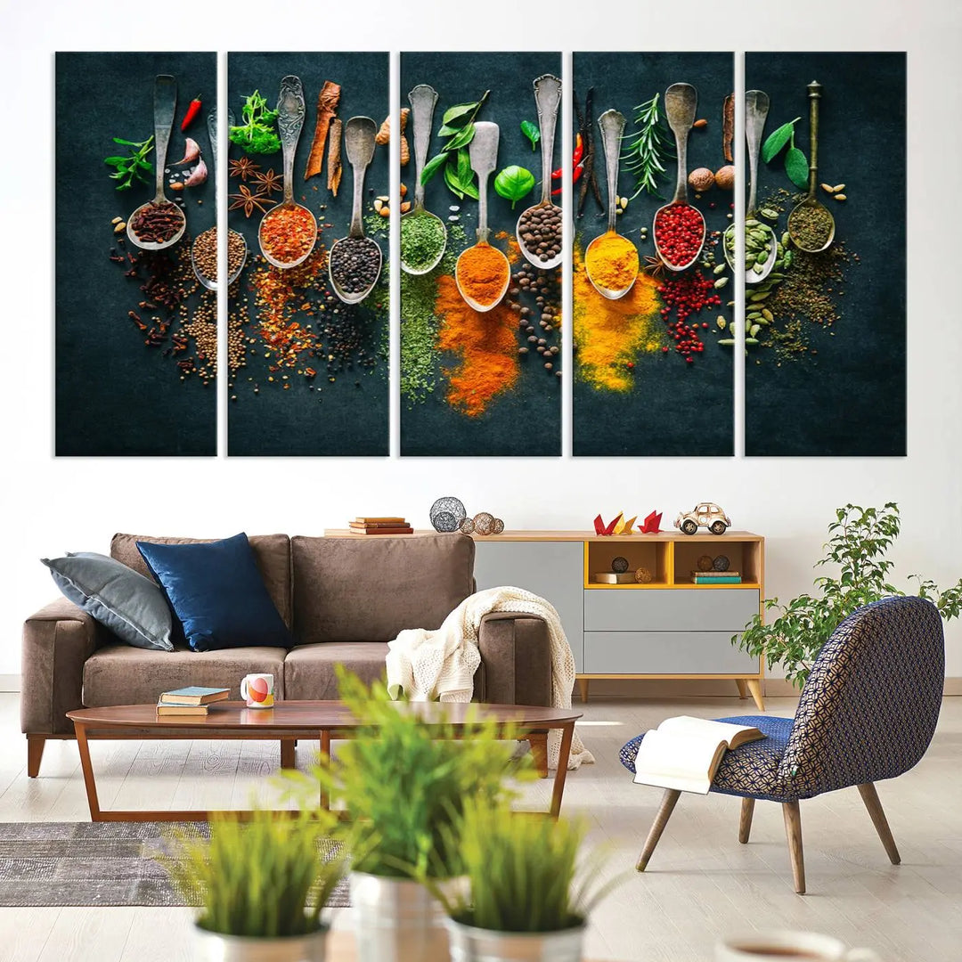 Herbs and Spices Kitchen Wall Art Canvas Print