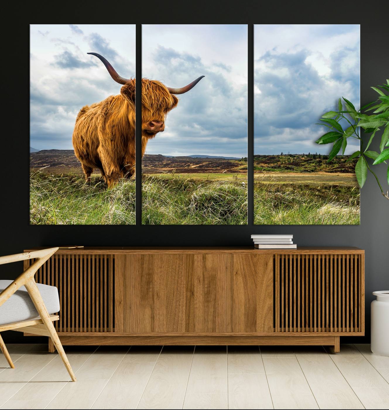 74693-MGV-CV-36X24-Highland Cattle Wall Art Cow Canvas Print Animal Art