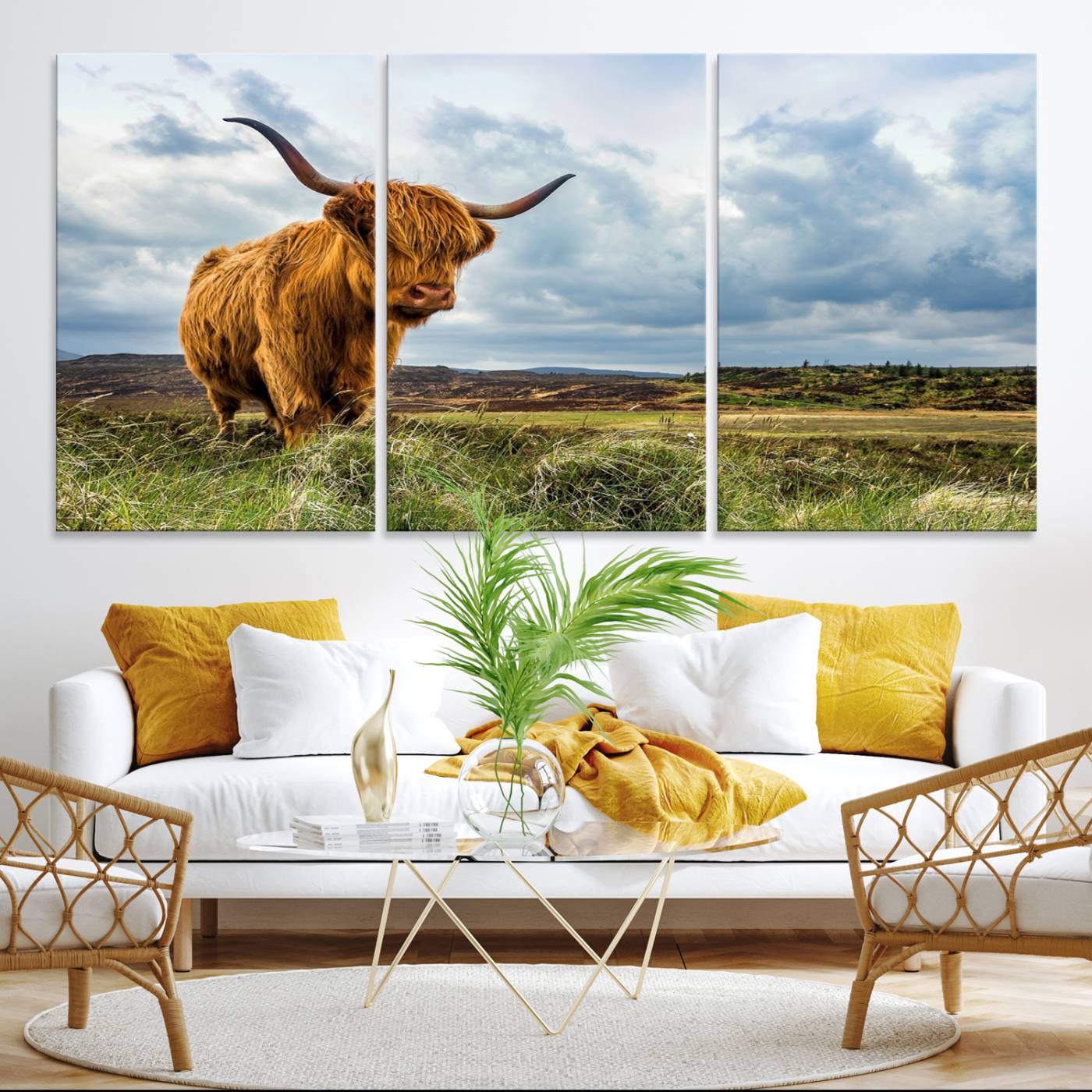 74693-MGV-CV-36X24-Highland Cattle Wall Art Cow Canvas Print Animal Art