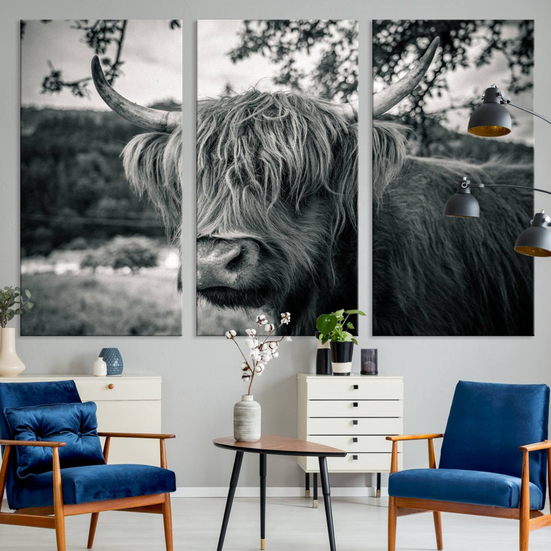 Highland Cow Wall Art Canvas Print | Scottish Cattle Canvas Art