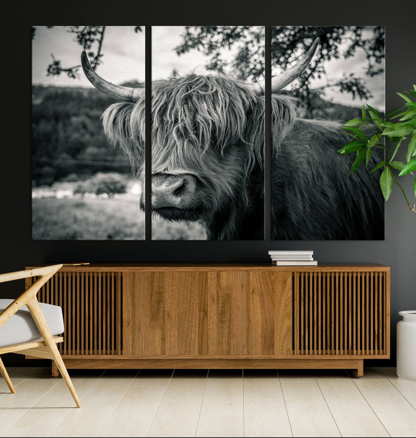 71817-MGV-CV-36X24-Highland Cow Wall Art Canvas Print Scottish Cattle Canvas Art