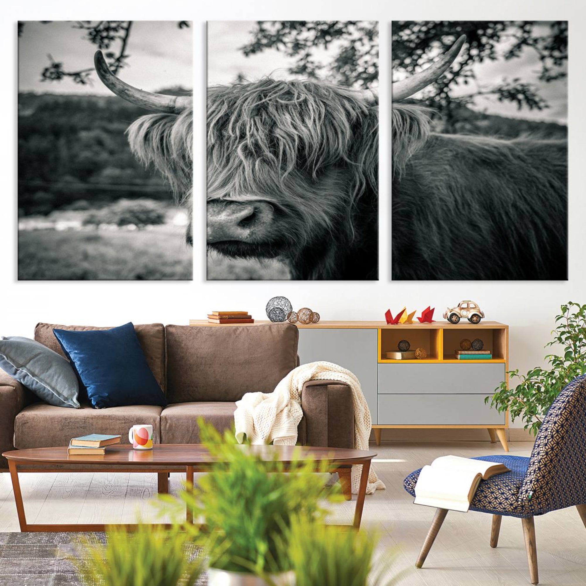 71817-MGV-CV-36X24-Highland Cow Wall Art Canvas Print Scottish Cattle Canvas Art