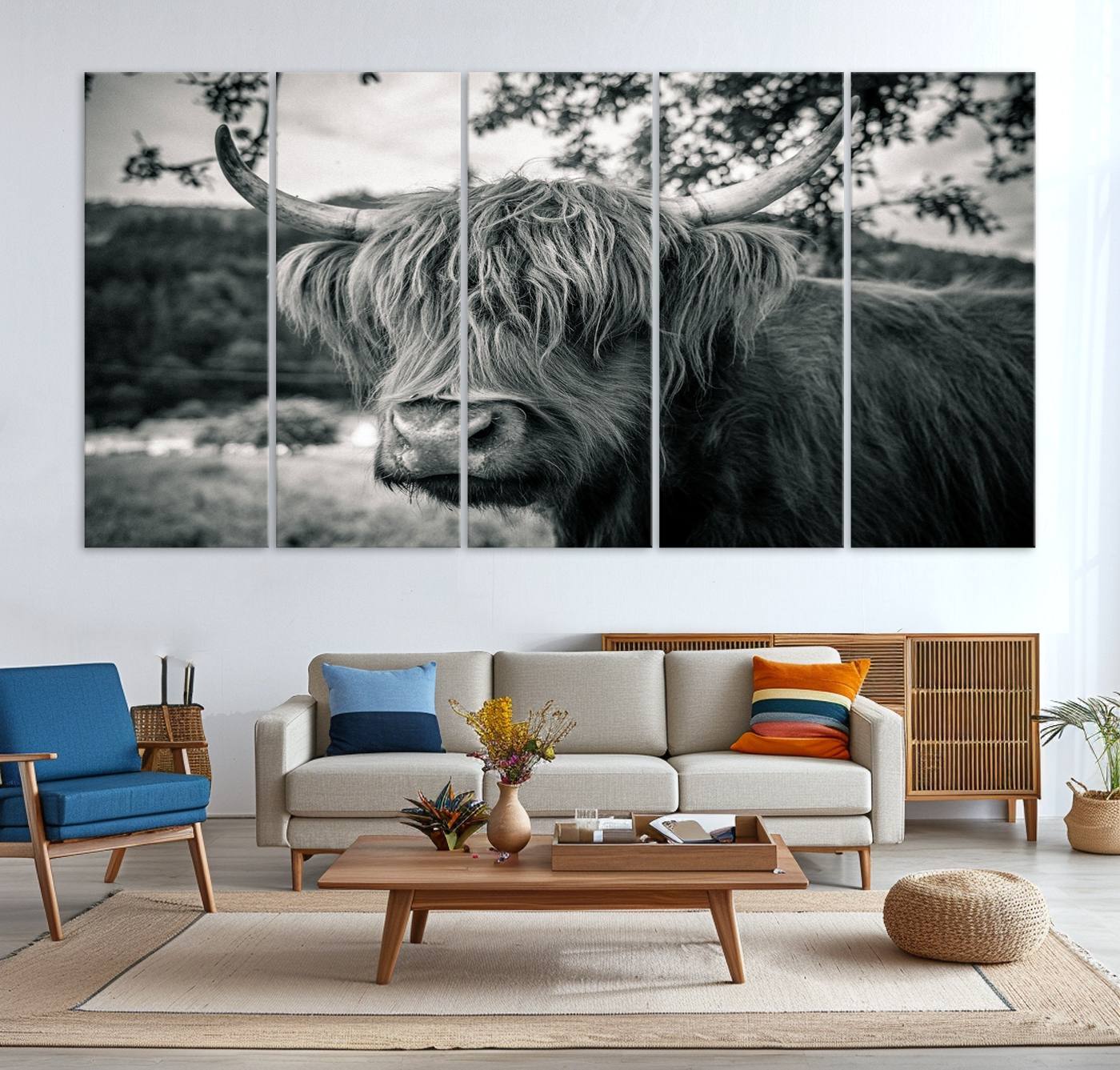 71817-MGV-CV-36X24-Highland Cow Wall Art Canvas Print Scottish Cattle Canvas Art