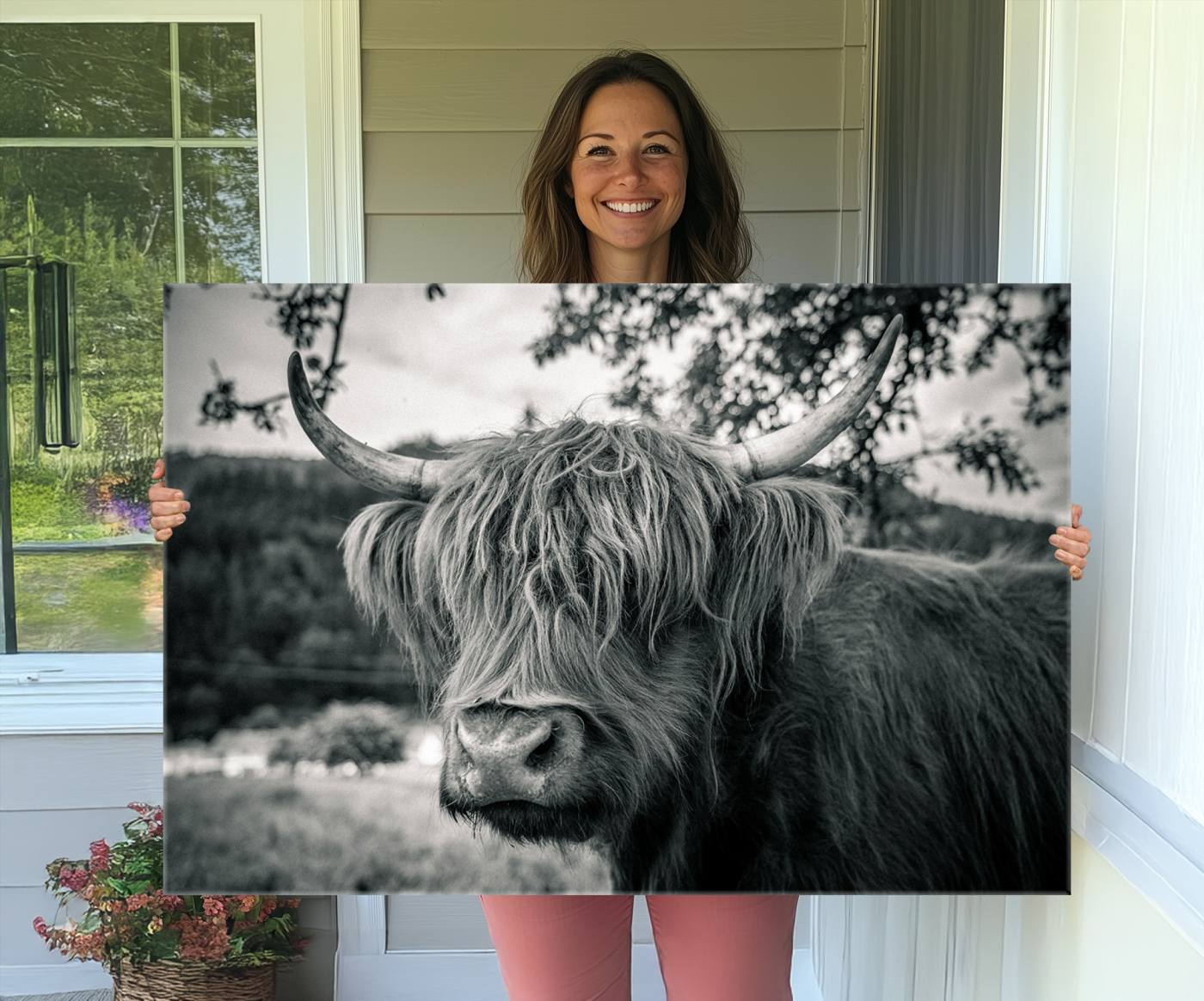71817-MGV-CV-36X24-Highland Cow Wall Art Canvas Print Scottish Cattle Canvas Art