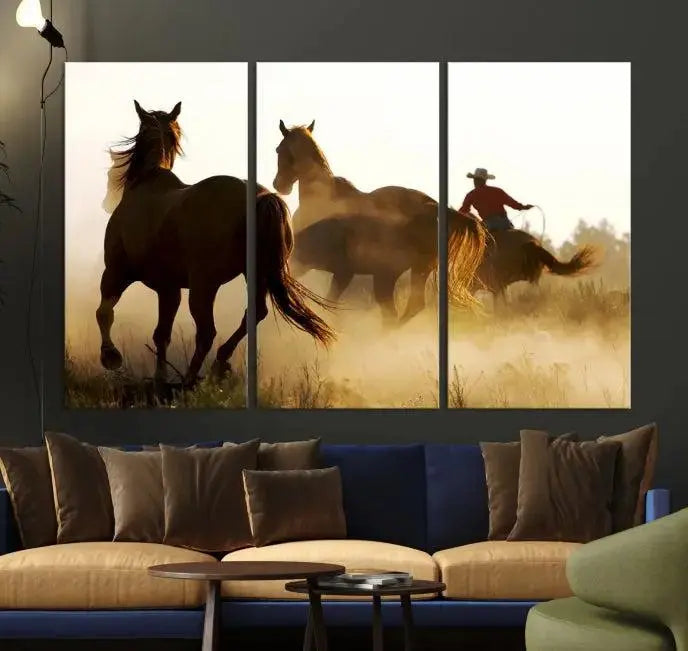 Horses and Cowboys Wall Art Canvas Print
