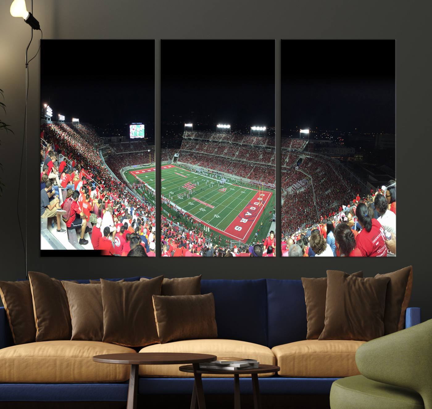 67036-MGV-CV-36X24-Houston Cougars Football Team Print - Houston TDECU Stadium Wall Art Canvas Print