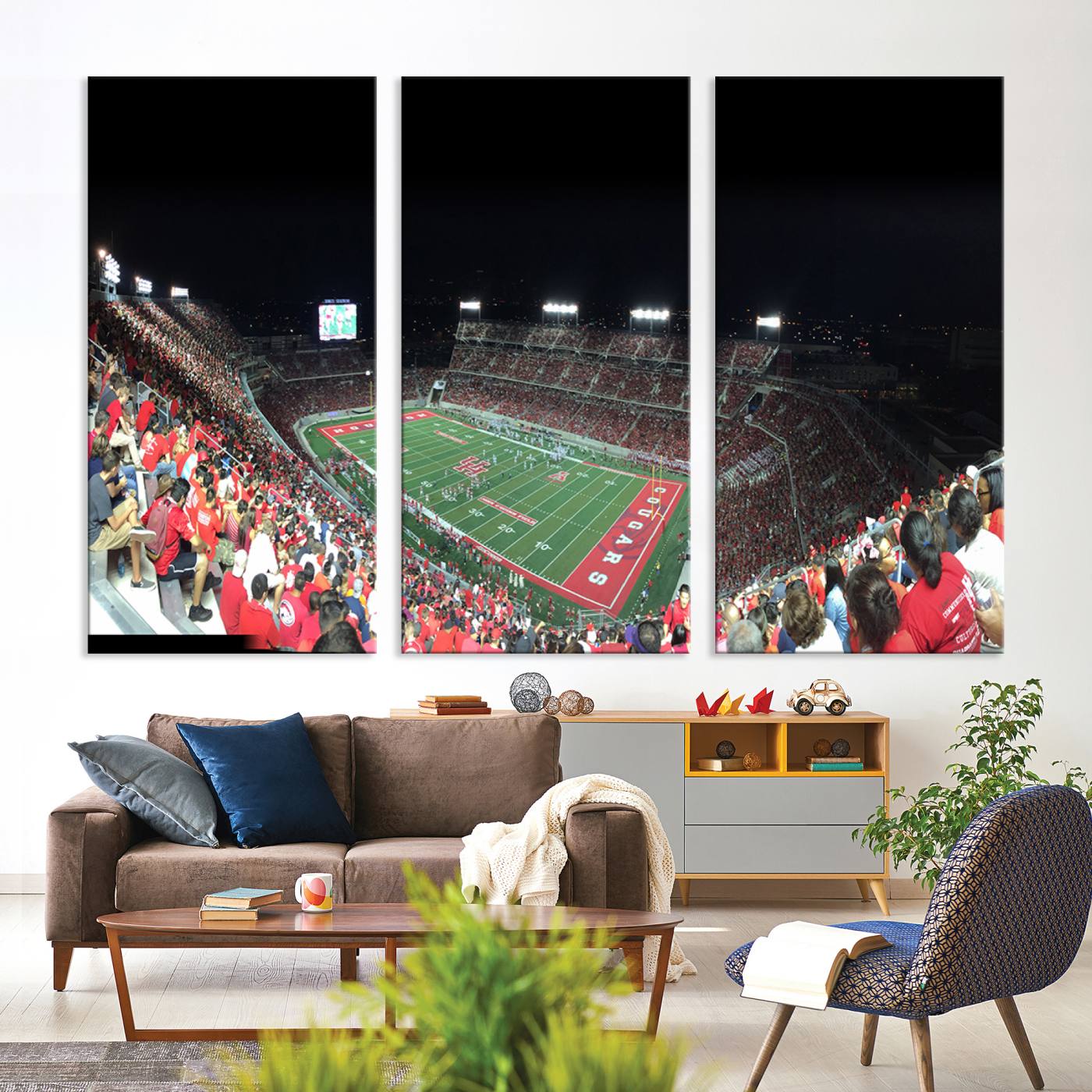 67036-MGV-CV-36X24-Houston Cougars Football Team Print - Houston TDECU Stadium Wall Art Canvas Print