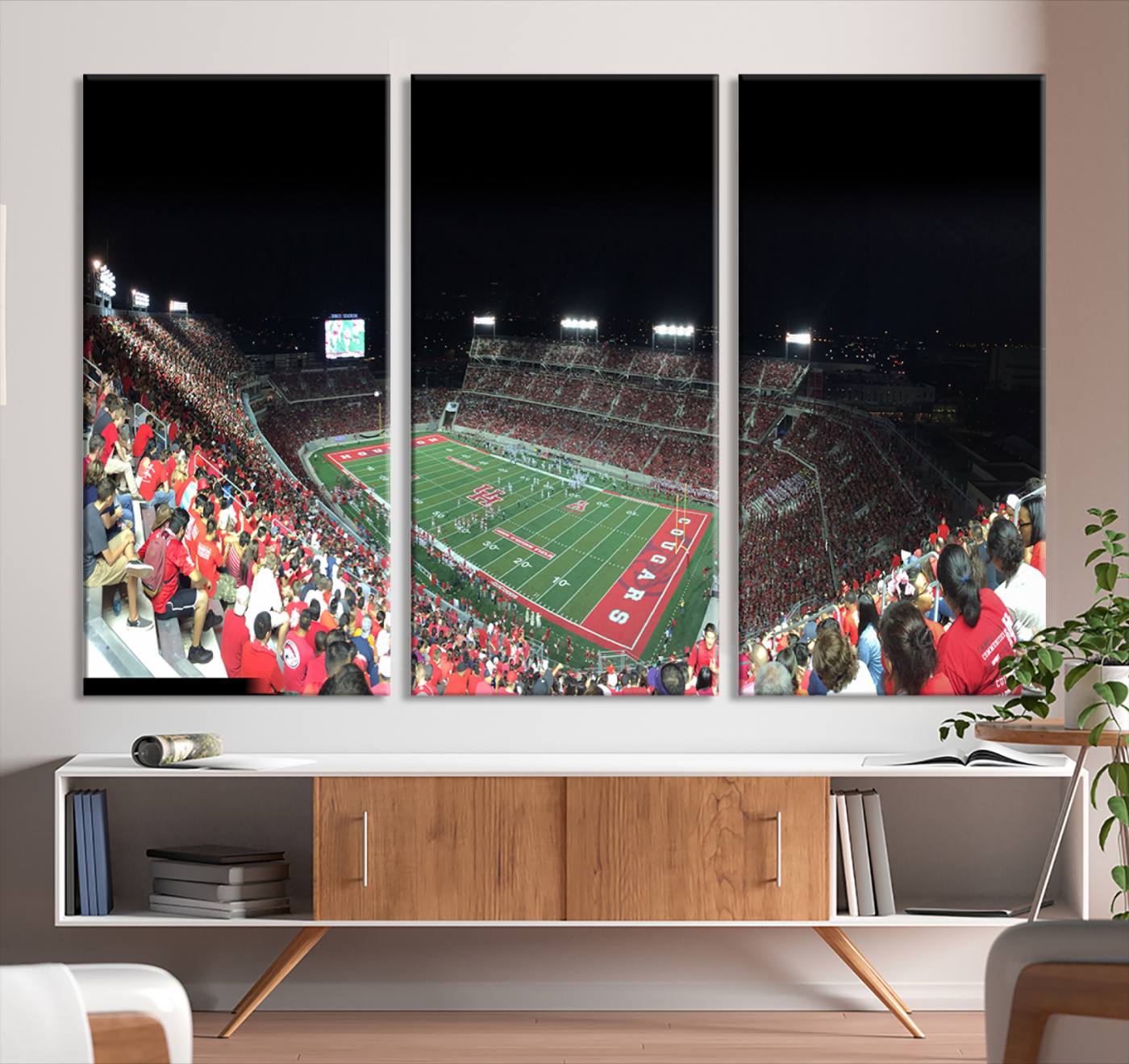 67036-MGV-CV-36X24-Houston Cougars Football Team Print - Houston TDECU Stadium Wall Art Canvas Print
