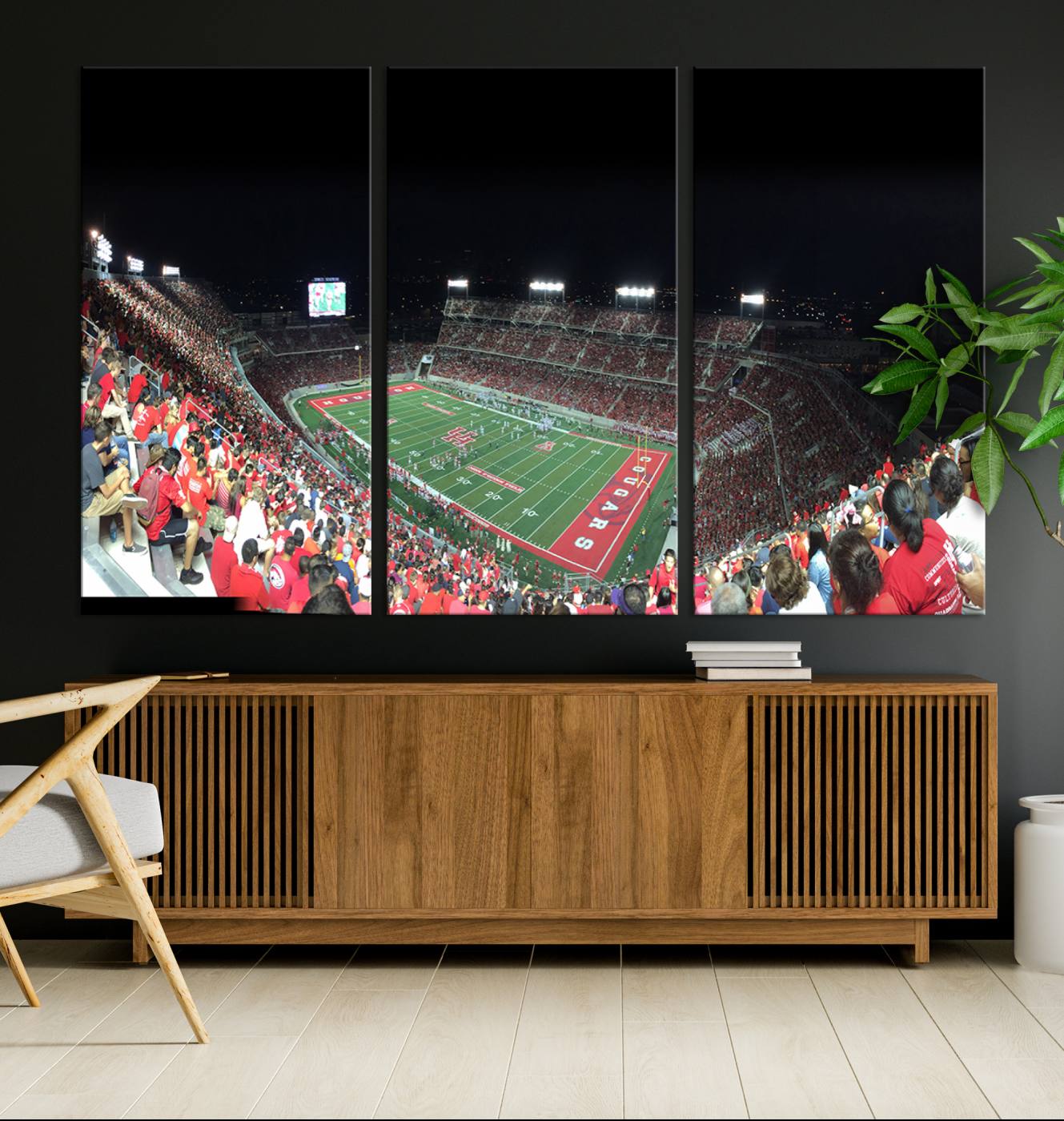 67036-MGV-CV-36X24-Houston Cougars Football Team Print - Houston TDECU Stadium Wall Art Canvas Print