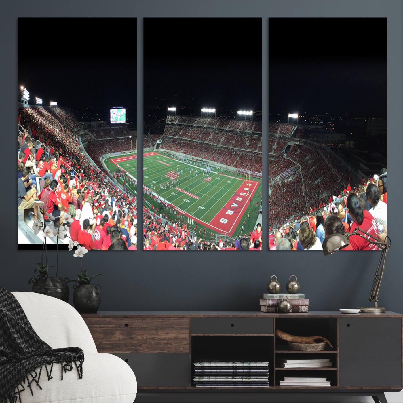 67036-MGV-CV-36X24-Houston Cougars Football Team Print - Houston TDECU Stadium Wall Art Canvas Print