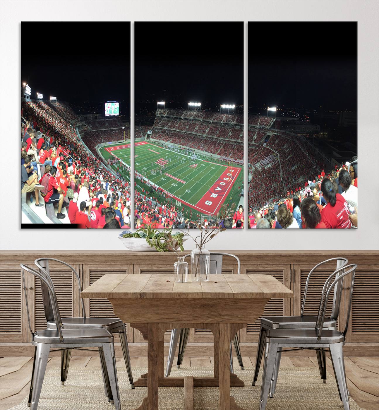67036-MGV-CV-36X24-Houston Cougars Football Team Print - Houston TDECU Stadium Wall Art Canvas Print