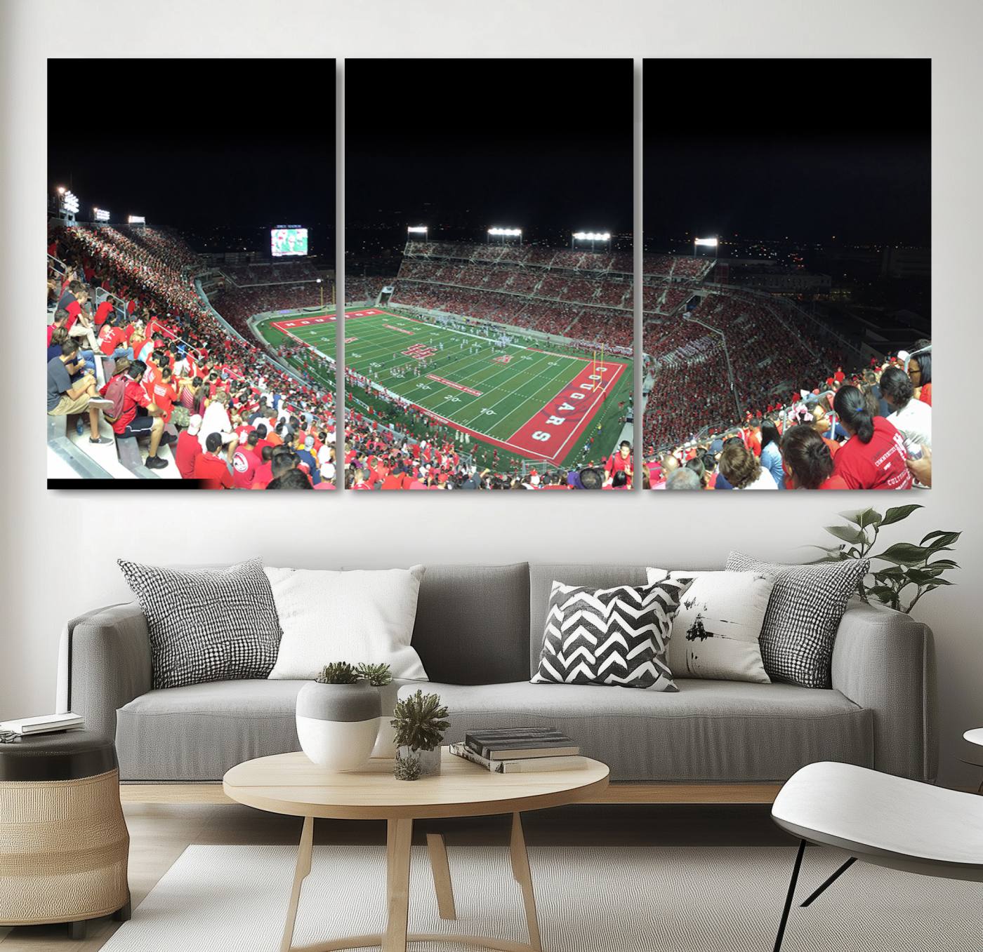 67036-MGV-CV-36X24-Houston Cougars Football Team Print - Houston TDECU Stadium Wall Art Canvas Print