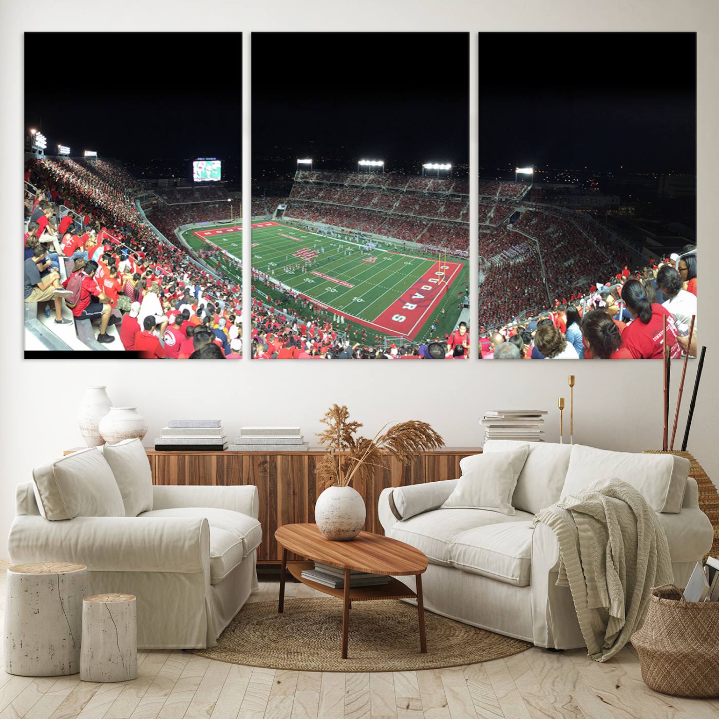 67036-MGV-CV-36X24-Houston Cougars Football Team Print - Houston TDECU Stadium Wall Art Canvas Print