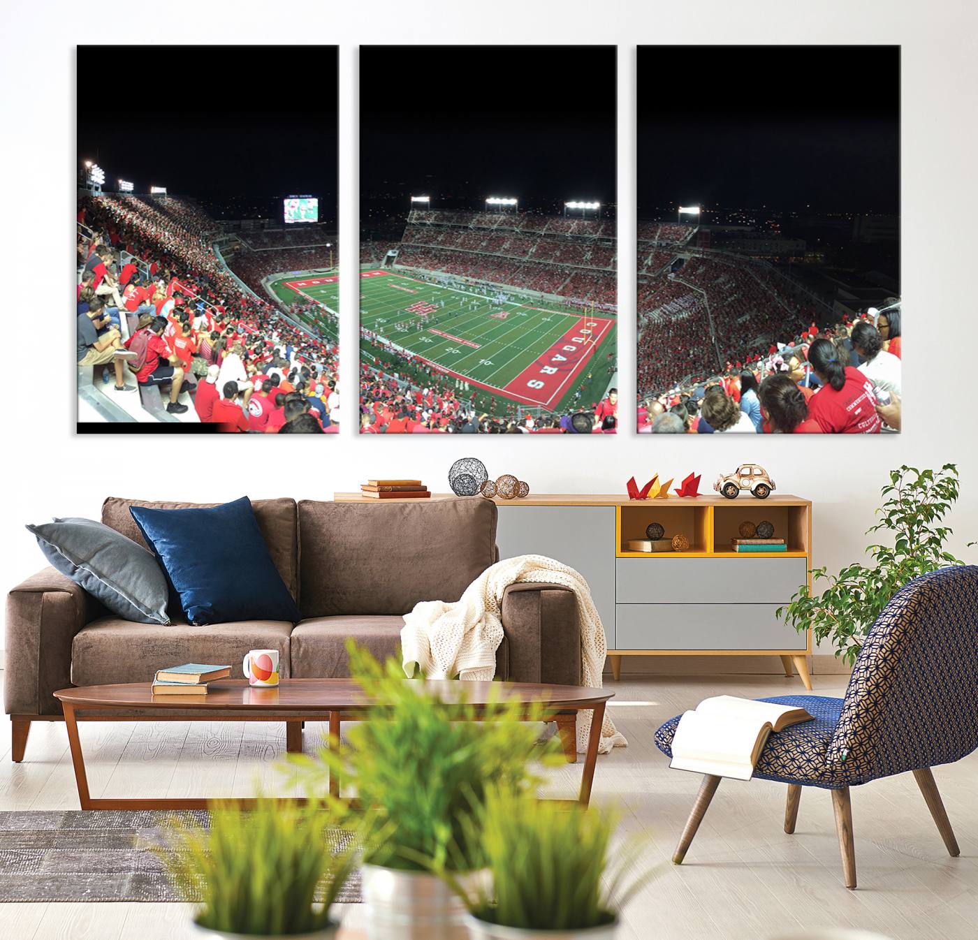 67036-MGV-CV-36X24-Houston Cougars Football Team Print - Houston TDECU Stadium Wall Art Canvas Print