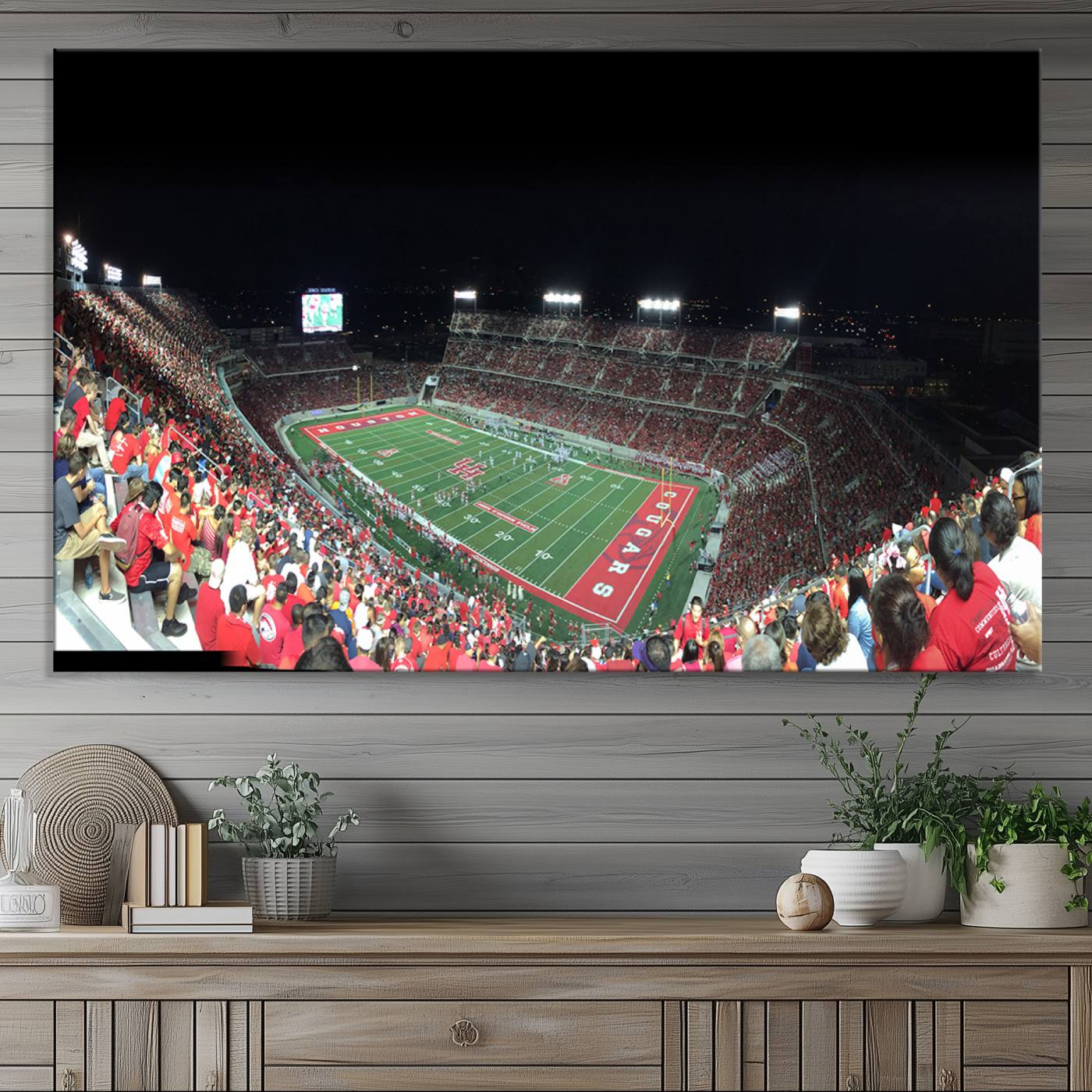 67036-MGV-CV-36X24-Houston Cougars Football Team Print - Houston TDECU Stadium Wall Art Canvas Print