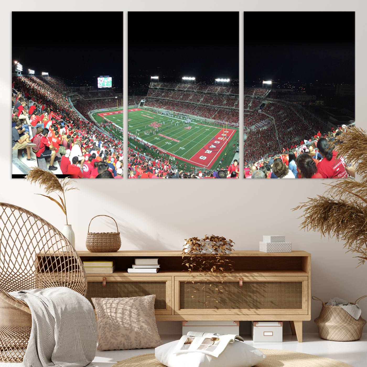 67036-MGV-CV-36X24-Houston Cougars Football Team Print - Houston TDECU Stadium Wall Art Canvas Print