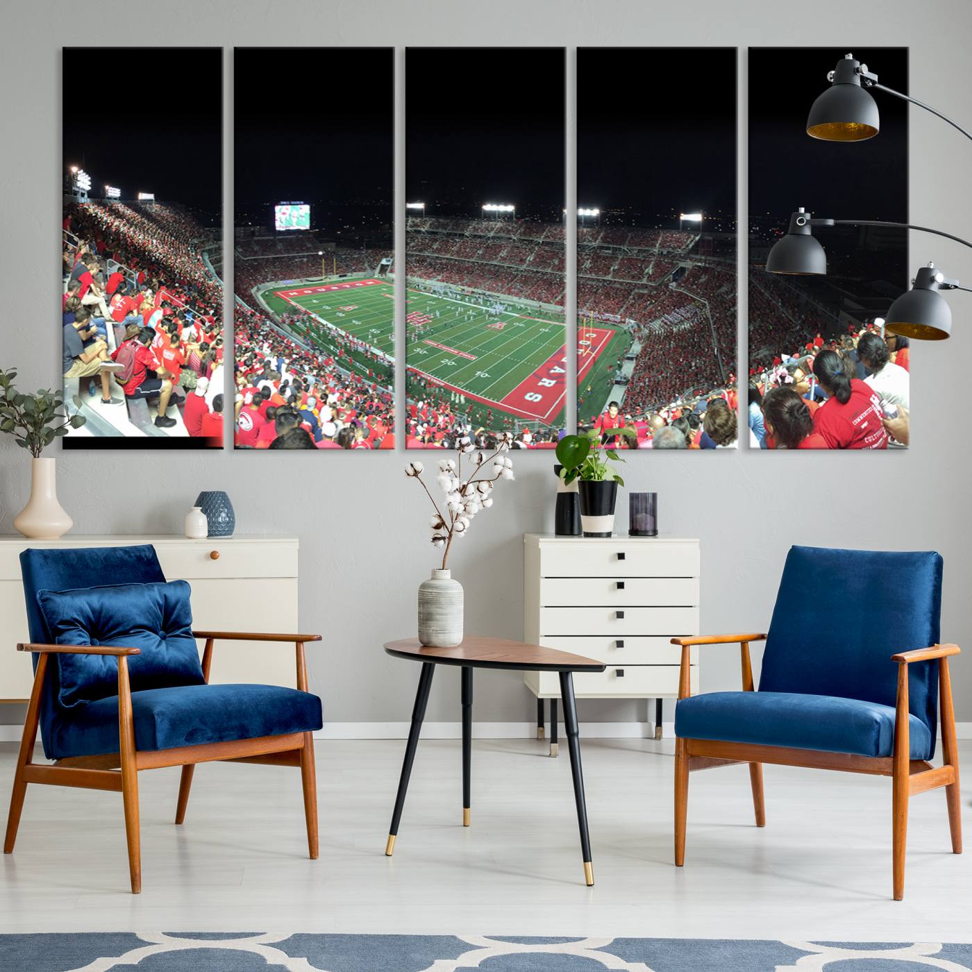 67036-MGV-CV-36X24-Houston Cougars Football Team Print - Houston TDECU Stadium Wall Art Canvas Print