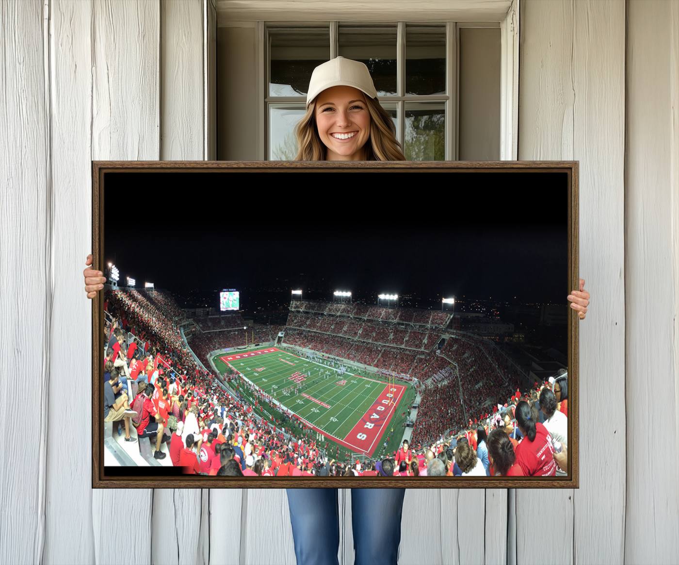 67036-MGV-CV-36X24-Houston Cougars Football Team Print - Houston TDECU Stadium Wall Art Canvas Print
