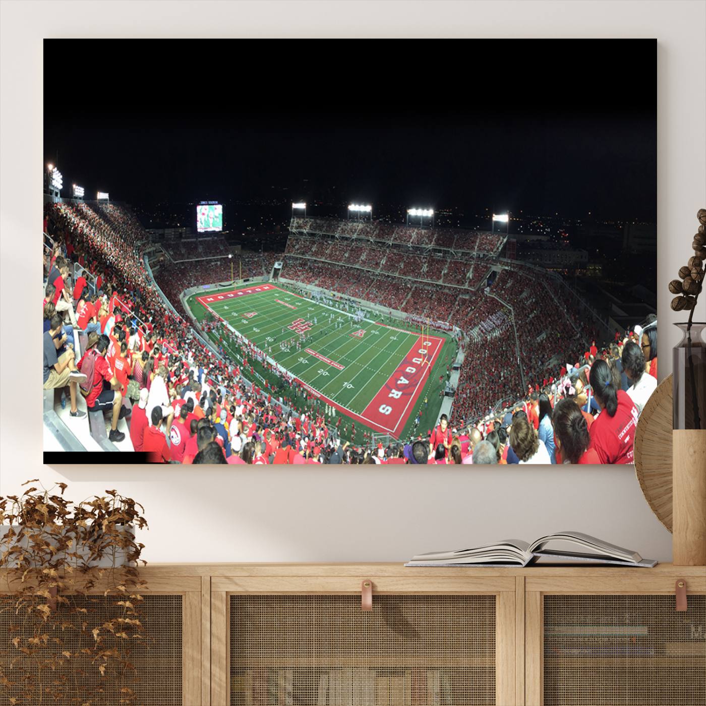 67036-MGV-CV-36X24-Houston Cougars Football Team Print - Houston TDECU Stadium Wall Art Canvas Print