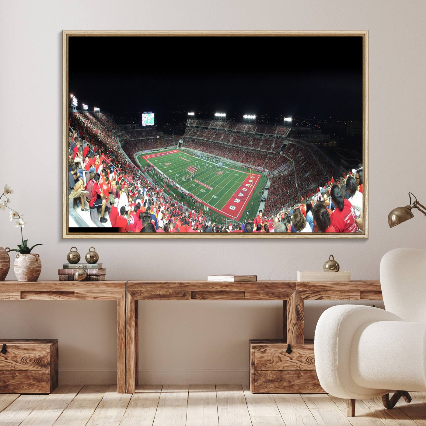 67036-MGV-FC-36X24_Natural-Houston Cougars Football Team Print - Houston TDECU Stadium Wall Art Canvas Print